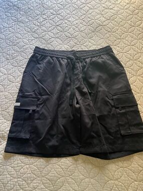 MANFINITY Black Cargo Drawstring Athletic Shorts Sz XL